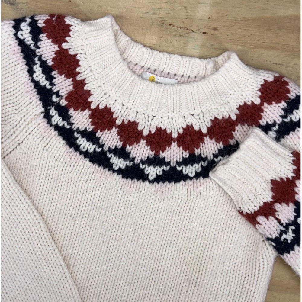 Boden Alpaca Wool Crewneck Sweater Fair Isle Nordic Chunky Knit Womens XS